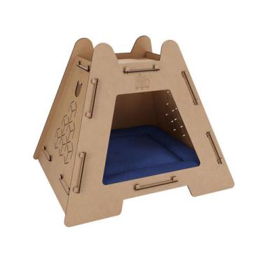 Imagem de Casinha Madeira Gato Torre Caminha Pet Luxo Casa Colchão - Ricapet, Az