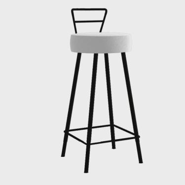 Imagem de Banqueta Alta Com Encosto Tina Eiffel Cozinha Bar Bistrô Ferro Preto Sintético Branco - Ahazzo Móveis