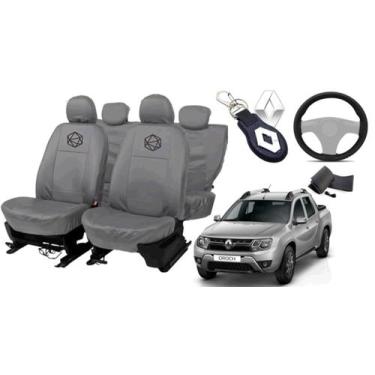 Imagem de Kit capa couro p/ Oroch + volante + chave funcional - ferro tech br