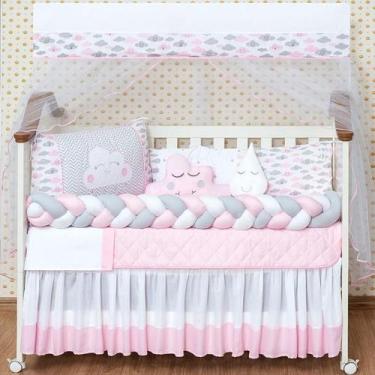 Imagem de Kit Berço Trança Nuvem 11 Peças Menina Rosa - Beatriz Enxovais