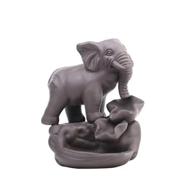 Imagem de HAFTOLYR Queimador de incenso de cerâmica, design de refluxo de cachoeira, suporte de aromaterapia para cones e bastões, marrom escuro (401)