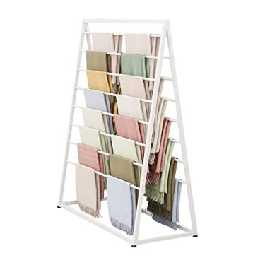 Imagem de Lenços de pé de metal prateleira para cachecóis de seda, organizador de roupas comerciais prateleira para gravatas para mantas e xaile, suporte de exibição de retalhos Nakajima de dupla face de metal