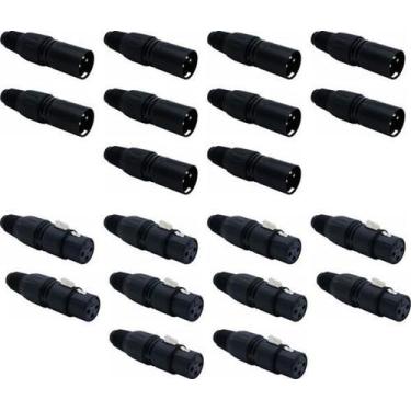 Imagem de Kit 20 Conector Xlr Canon Femea E Macho Preto Sk013 Sk014 - CSR
