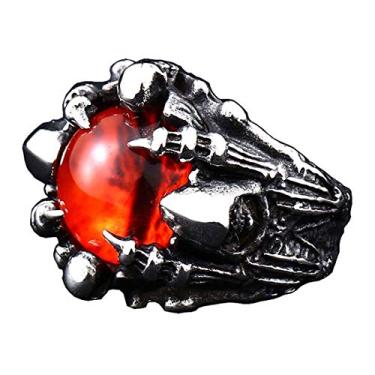 Imagem de ZMY Home Anéis masculinos de aço inoxidável, anel de caveira punk demoníaco com olho turco para homens, Metal, Sem Pedra Preciosa