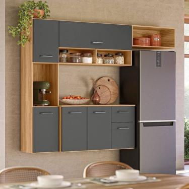 Imagem de Cozinha Suspensa 6 Portas 1 Gaveta Becca Freijó/chumbo