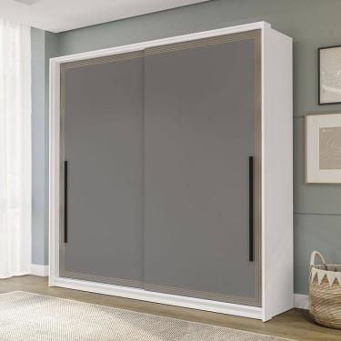 Imagem de Guarda-Roupa Casal Valência 2 Portas 2 Gavetas Branco/Cinza - Politorno