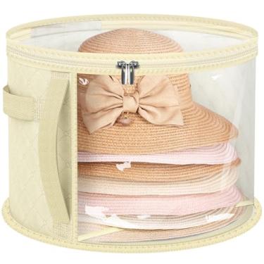 Imagem de AOODA Bolsa de armazenamento de chapéu transparente grande para mulheres, comporta até 7 bonés organizador de chapéu de cowboy para armário, estojo de chapéu de abas largas com alças de transporte