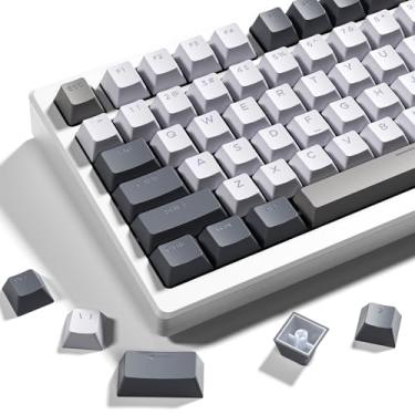 Imagem de OHY Teclas XVX Shine Through -133 Teclas Cherry Profile Double Shot PBT compatíveis com 60%/75%/100% Retro Gaming Mechanical Keyboard-Milk Light Gray