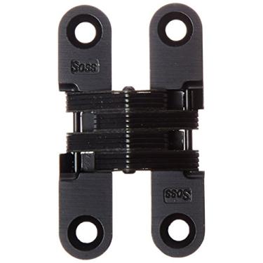 Imagem de SOSS - Dobradiça invisível de zinco 204CUS19 204 com furos para aplicações de madeira ou metal, montagem de encaixe, acabamento externo preto E-Coat (pacote com 2)