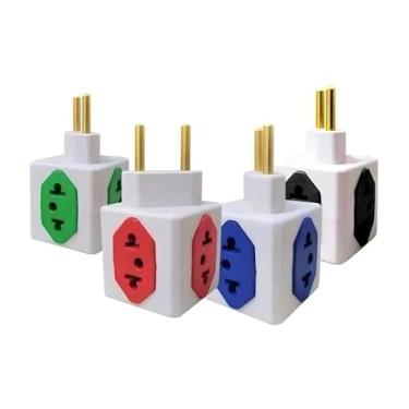 Imagem de Adaptador de Tomada 4 Saídas – 3x 10A + 1x 20A Bivolt Pino Fino e Grosso – T Adaptador Universal Elétrico para Eletrodomésticos, Notebook, PC e Mais