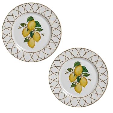 Imagem de Pratos de Sobremesa Alleanza com Estampa de Limão Siciliano, 20 cm Kit (2)