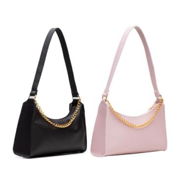 Imagem de Kit 2 Bolsas Femininas Baguetes Lisas Pequenas Correntes de Ombro e de Mão (P+R)