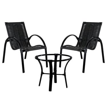 Imagem de Conjunto 2 Cadeiras Em Alumínio E Mesa De Centro Preto