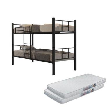 Imagem de Beliche Aço Reforçada Resistente Com Escada Proteção Lateral Incluso C