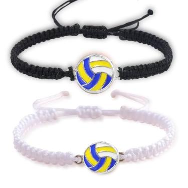 Imagem de Delllala 2 pulseiras esportivas trançadas, acessórios esportivos ajustáveis, softbol, basquete, beisebol, futebol, joias de futebol para fãs, ideais para presentes de aniversário ou Páscoa, One Size
