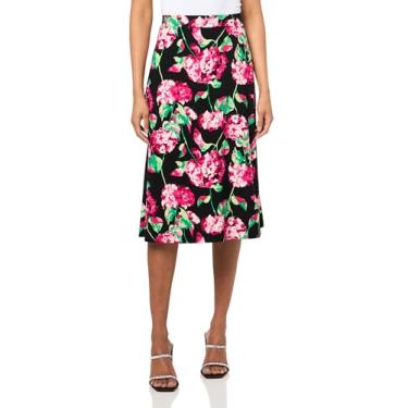 Imagem de Kasper Saia rodada feminina estampada Ity Midi, Preto Multi, M