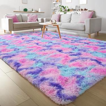 Imagem de Keeko Tapetes fofos de arco-íris para quarto de meninas, 12 x 20 cm, colorido, tapete macio e fofo de princesa, tapete grande para crianças, adolescentes, meninas, meninos, berçário, sala de estar