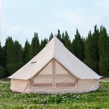 Imagem de Barraca Oxford Bell para acampamento familiar - espaçosa de 4 metros com tomada de fogão, grandes barracas de glamping para 4 a 6 pessoas, abrigo de lona Oxford para 4 estações (4 m (bege))