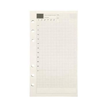 Imagem de Refil de papel para pasta de arquivo A5 21 cm / A6 17 cm 6 furos tampa anel redondo fichário (papel de recarga de linha de tempo diário, A6)