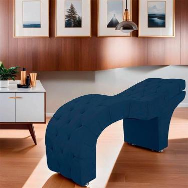 Imagem de Maca Capitone Reclinável Estofada Para Estetica Facial Sombrancelha E Cílios Suede Yasmim Cor Azul Marinho