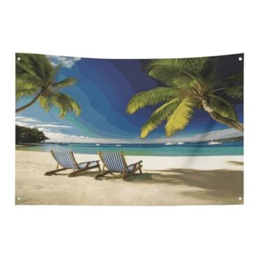 Imagem de Bandeira com quatro furos bandeiras para todos os climas cadeiras de palmeira de praia barcos bandeira decorativa impressa bandeiras de poliéster adequadas para uso interno e externo 89 x 159