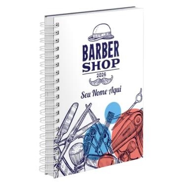 Imagem de Agenda Comercial 2026 Personalizada Capa Dura Barbearia Barbeiro Branca