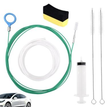 Imagem de Tinoaly Ferramenta Limpeza de Esgotos do Teto Abrir, Escova de Drenagem Extra Longa 5m com Escova Reta Seringa Mangueira Couro e Esponja para Teto Abrir Automático Limpa-para-Brisas