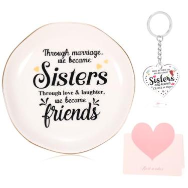 Imagem de Vspek Bandeja de joias de cerâmica, presentes de aniversário, presentes de amizade, bugigangas com chaveiro, To My Sister, bandeja de anel para anéis, brincos, colares, pulseiras e chaves de relógio