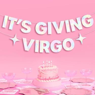 Imagem de xo, Fetti Faixa It's Giving Virgem - folha iridescente | 1,2 m | Signo de aniversário do zodíaco, fundo de festa de despedida de solteira de horóscopo, decorações de aniversário de astrologia