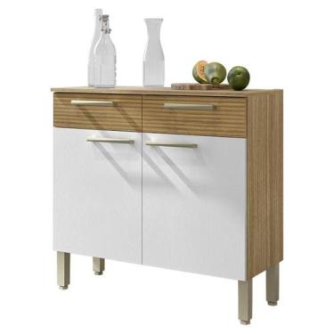 Imagem de Balcao Com Tampo 2P 2G 91 cm Nala Freijo Supremo Cp Ripado Freijo KTP 