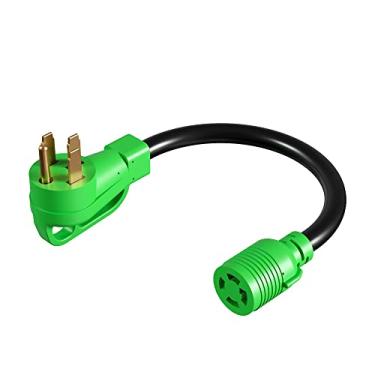 Imagem de oviitech NEMA 14-50P to L14-30R Generator Transfer Switch Adapter Cord，250V, STW 10AWG*3C,50Amp Male to 30Amp Female Generator Welder Dryer RV EV Adapter Cord, 1.5FT,Green