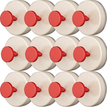 Imagem de eYourlife2012 Ganchos de chuveiro com ventosa, pacote com 12, ganchos de toalha removíveis para banheiro, porta de vidro, parede (vermelho)