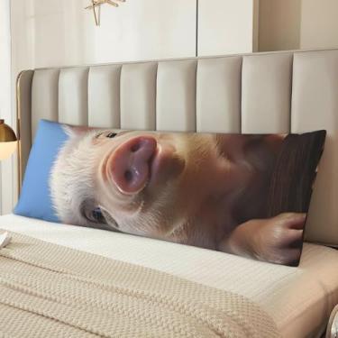 Imagem de Capa de travesseiro de corpo de porco fofo de microfibra ultramacia fronha longa respirável e sedosa com zíper decorativo roupa de cama para adultos, 51 x 137 cm