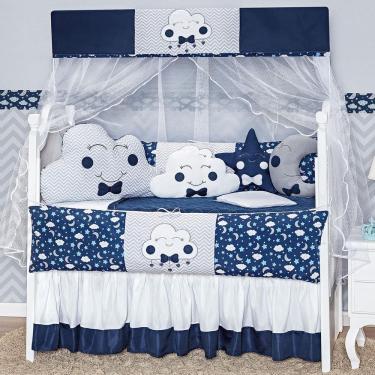 Imagem de Kit Berço 12 Peças Formato Nuvem Menino Marinho Baby