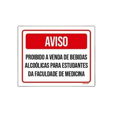 Imagem de Placa Proibido Venda Bebidas Para Estudantes 18x23cm 10un