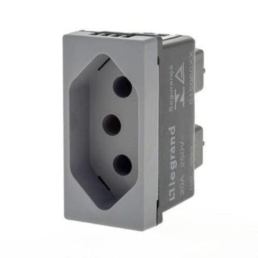 Imagem de Modulo Tomada 2P+T 20A Pial Plus+ Legrand Cinza Acetinado