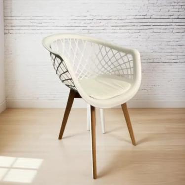 Imagem de Cadeira de Jantar Web com Assento Estofado Madeira Maciça Premium (Branco)