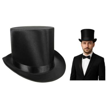 Imagem de Nicky Bigs Novelties Cartola alta preta para homens, chapéus mágicos para homens, tophat steampunk masculino, fantasia masculina