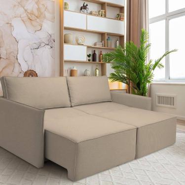 Imagem de Sofá para Sala de Estar Retrátil 198cm X 85cm Tecido Safira Paris Bege