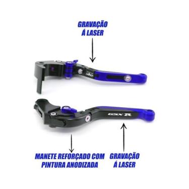 Imagem de Manete Esportivo Moto GSXR 750 GSXR 1000 LASER DUPLO - NoBrand, Preto 