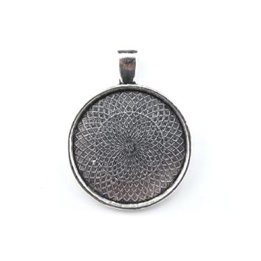 Imagem de CleverDelights Bandejas redondas com pingente de 25 mm - cor prata antiga - pacote com 100 - pingente de 25 mm em branco - joias de fantasia de artesanato DIY