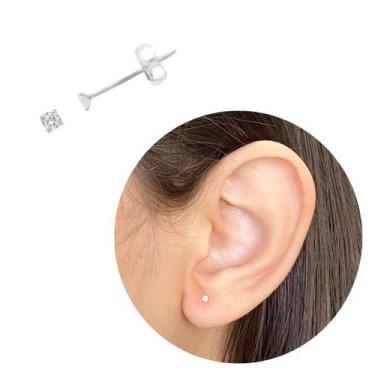 Imagem de Par Brinco Pequeno Prata 925 Legítima Ponto de Luz 2mm baby - Morganit