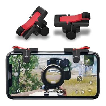Imagem de Gatilho para Celular L1 R1 Gamer, Controle para PUBG e Free Fire, Compatível com Smartphones, Preto e Vermelho