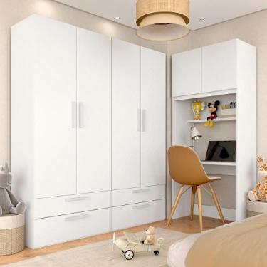 Imagem de Guarda Roupa Modulado Infantil Com Escrivaninha Joy Branco - M.a - A M