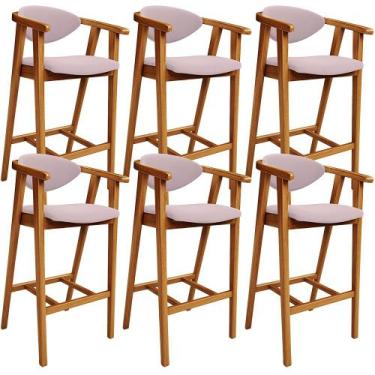 Imagem de Kit 06 Banquetas Alta Para Cozinha Bancada Bar Sala de Jantar Fixa Cec