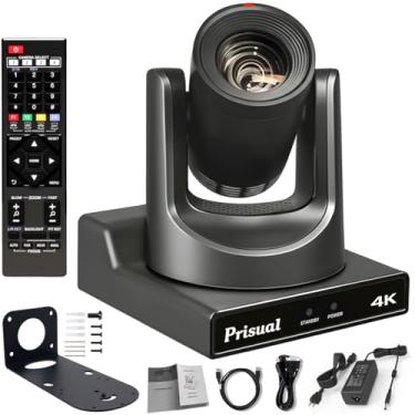 Imagem de Prisual Câmera 4K NDI PTZ com zoom óptico 20x, rastreamento automático de IA, HDMI/SDI/USB/IP NDI transmissão de vídeo ao vivo até 4K60fps, câmera PTZ 4K para serviços de igreja,vMix, OBS e PoE