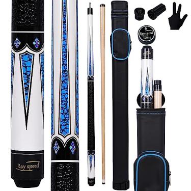 Imagem de Ray speed Bastão de taco de sinuca com eixo de deflexão baixa com estojo rígido de 540 a 590 ml bastão de sinuca profissional (branco + azul, 590 g)