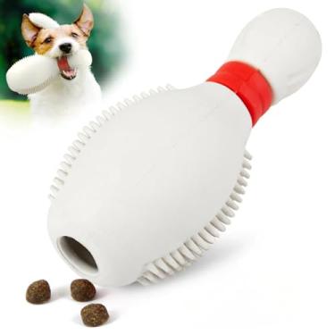 Imagem de Jeffers Brinquedo para mastigar cães de borracha natural para animais de estimação – Pino de boliche dentário, médio – Dispensador de guloseimas, aroma de baunilha, durável, não tóxico, seguro para