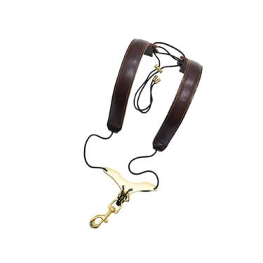 Imagem de simhoa Suporte de alça para saxofone, alça de ombro dupla acolchoada para saxofone tenor infantil, Brwon