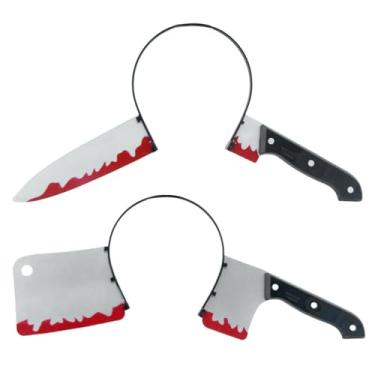 Imagem de BESTOYARD 2Pcs Scary Halloween Head-Piercing Tool Props Bloody Knife Headband for Halloween Costumes Creepy Party Accessories and Decorations